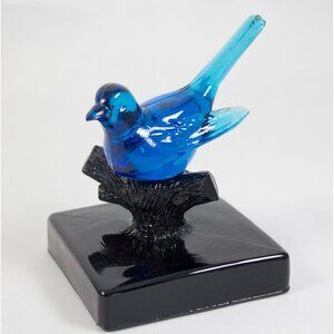 Westmoreland Glass Bluebird of Happiness on Black Glass Branch Stand Figurine